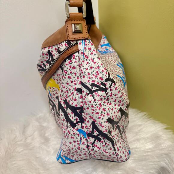 L.A.M.B. Gwen Stefani Y2K VTG Ditzy Floral Graffiti Hobo Grandvale Handbag - Picture 7 of 16